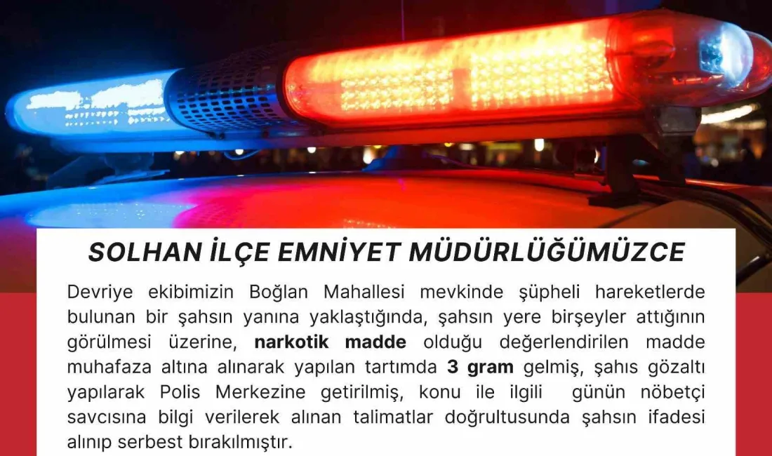 Bingöl’ün Solhan ilçesinde üzerindeki uyuşturucu maddeyi atmaya çalışan şahıs, polis