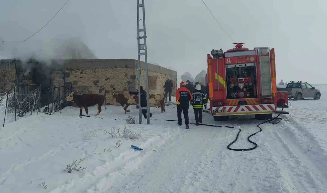 Erzurum’un Aziziye ilçesinde meydana gelen ahır yangını korkuttu. Aziziye ilçesinde