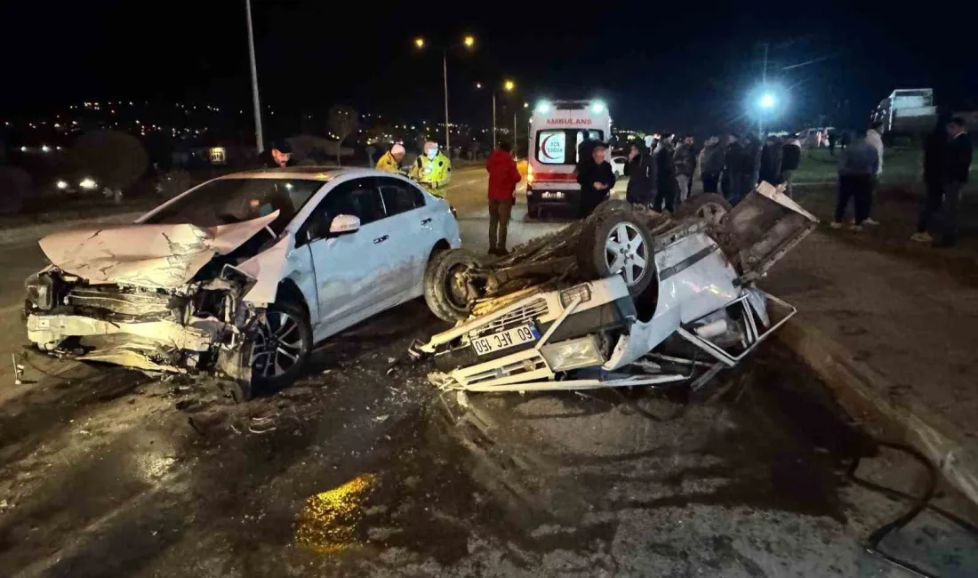 TOKAT'IN ERBAA İLÇESİNDE MEYDANA GELEN KAZADA TOFAŞ MARKA ARAÇ HURDA