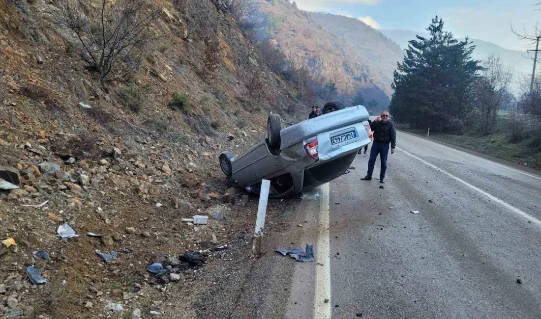 BOLU’DA GİZLİ BUZLANMA NEDENİYLE KONTROLDEN ÇIKARAK TAKLA ATAN OTOMOBİLİN SÜRÜCÜSÜ