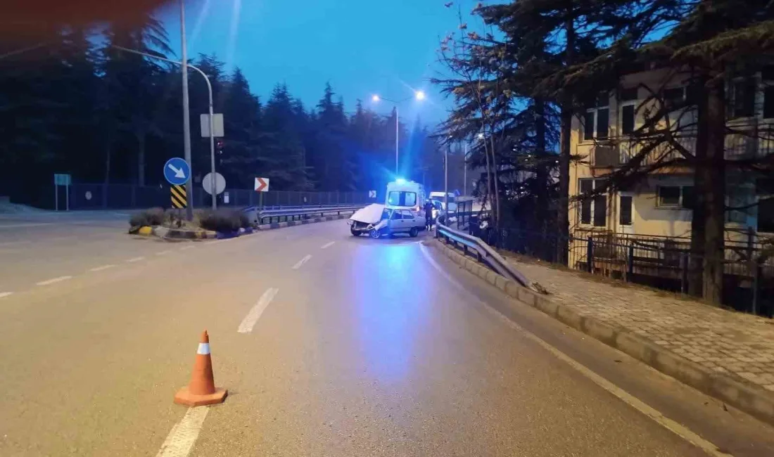 Isparta’nın Eğirdir ilçesinde yoğun sis ve buzlanma nedeniyle kayganlaşan yolda