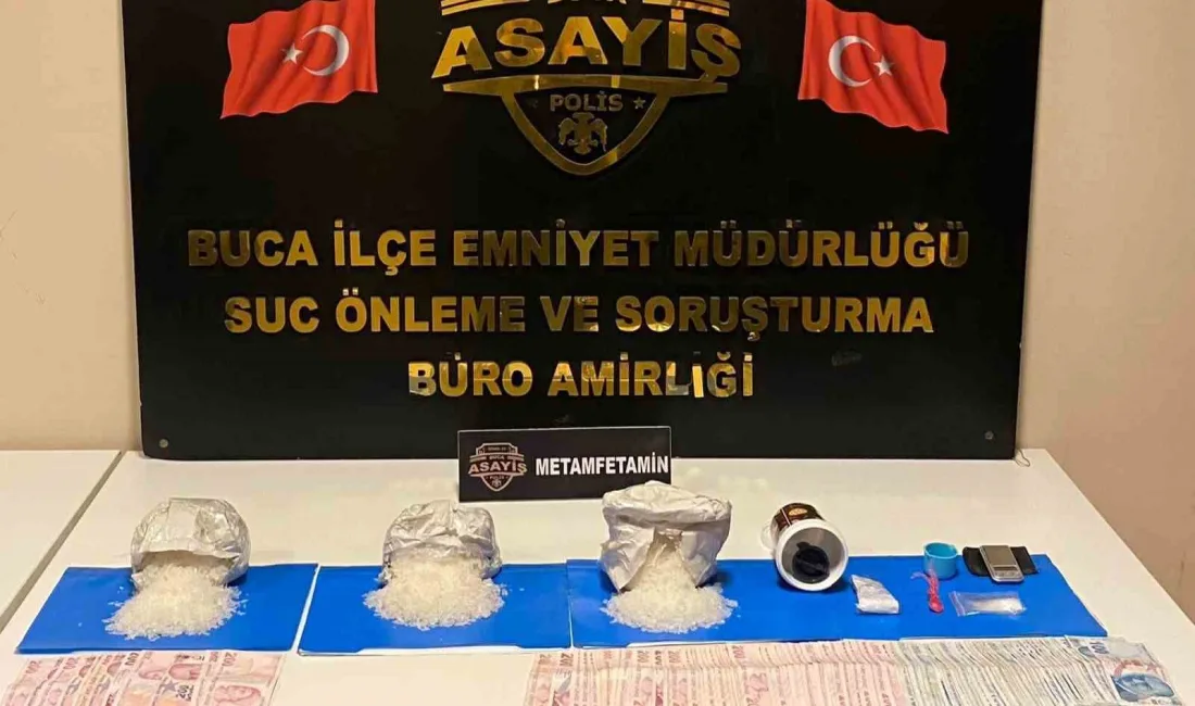 İzmir’in Buca ilçesinde 1 kilo 657 gram metamfetamin ele geçirilirken