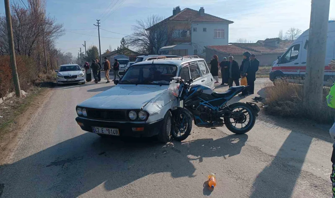 Konya’nın Ereğli ilçesinde motosiklet ile otomobilin çarpışması sonucu 1’i ağır