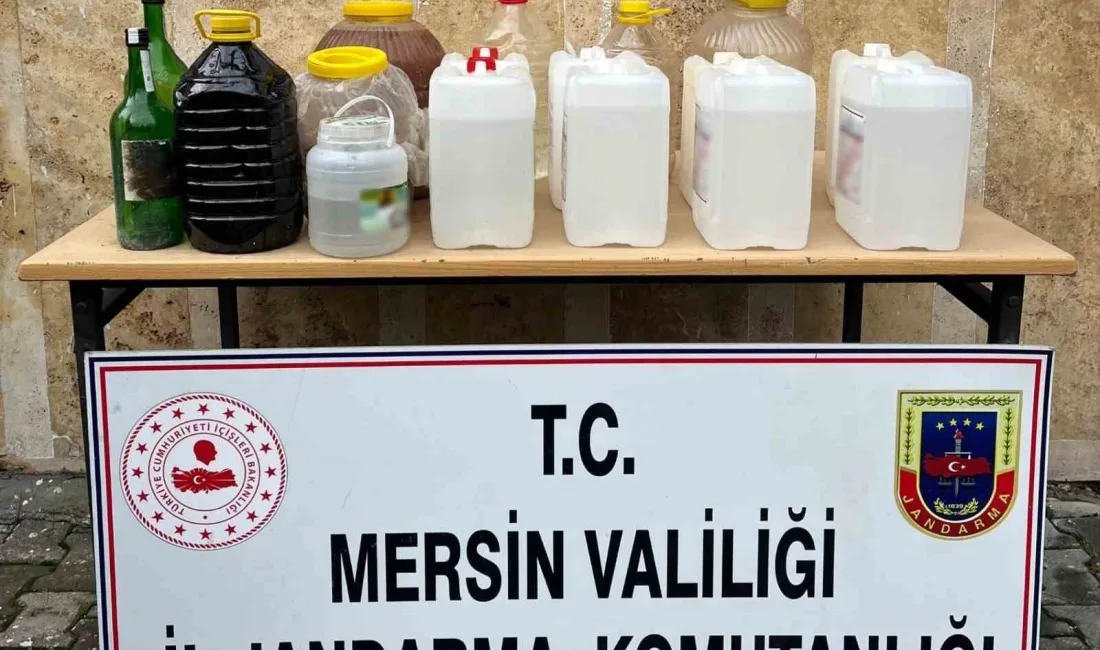 MERSİN'DE JANDARMA EKİPLERİNCE YAPILAN ÇALIŞMADA 85 LİTRE KAÇAK İÇKİ İLE