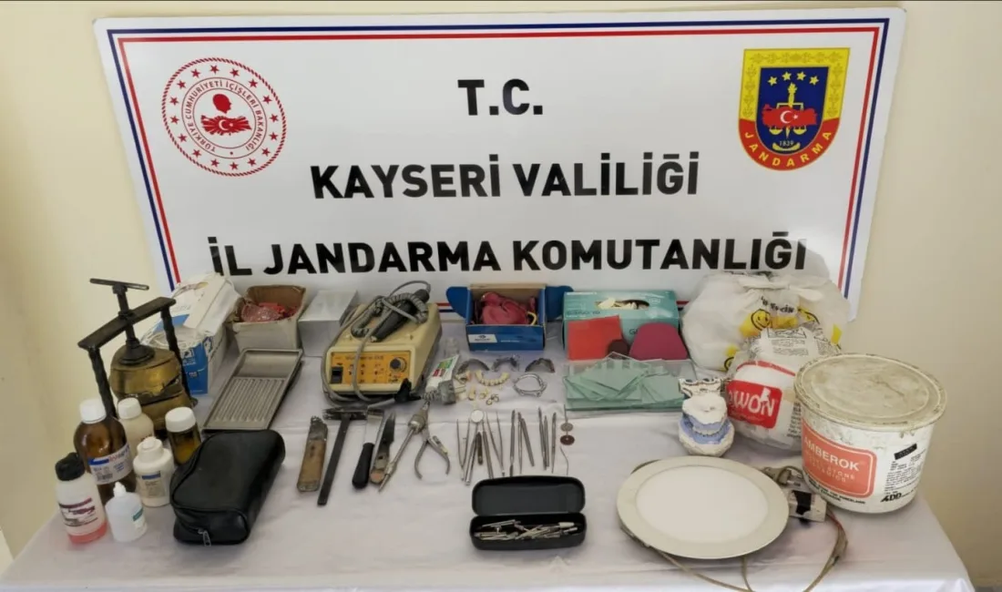 Kayseri’de diplomasız olarak diş tedavisi yaptığı tespit edilen jandarma ekipleri