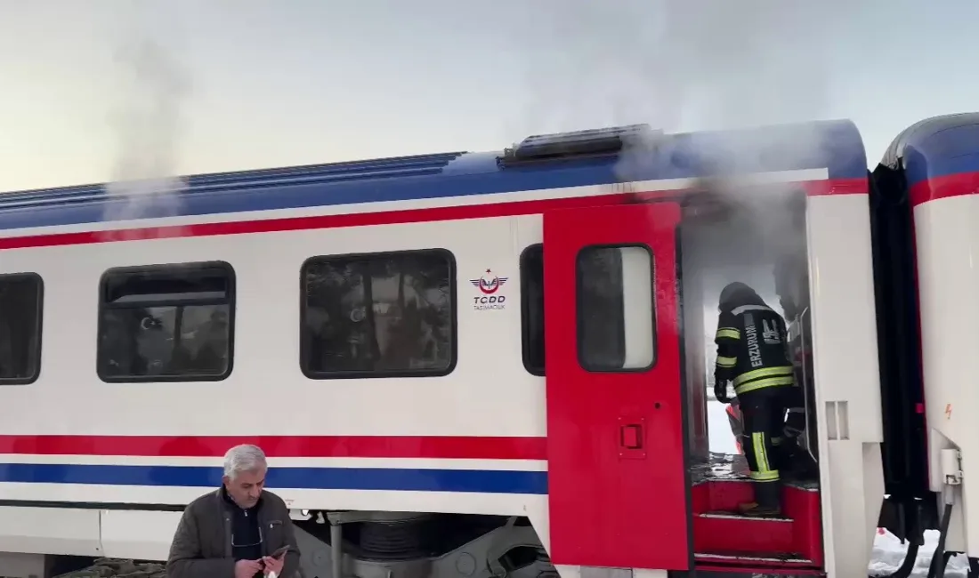 Erzurum’da mola veren Turistik Doğu Ekspresi’nin vagonunda çıkan yangına itfaiye